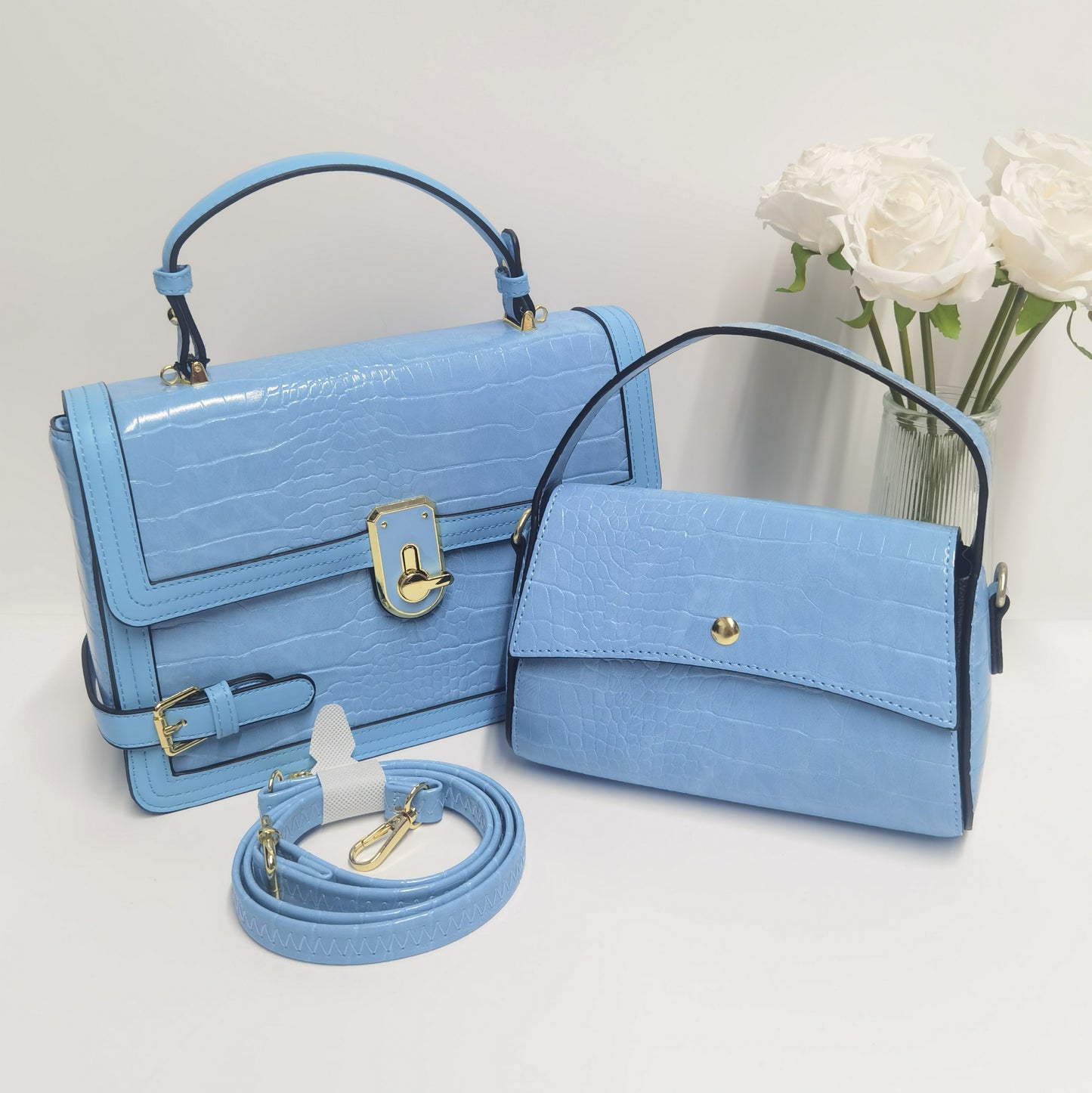 E07-New Women's Large Capacity Stone Pattern Shoulder Crossbody Bag with Wallet Small Square Bag Multi-compartment Handbag