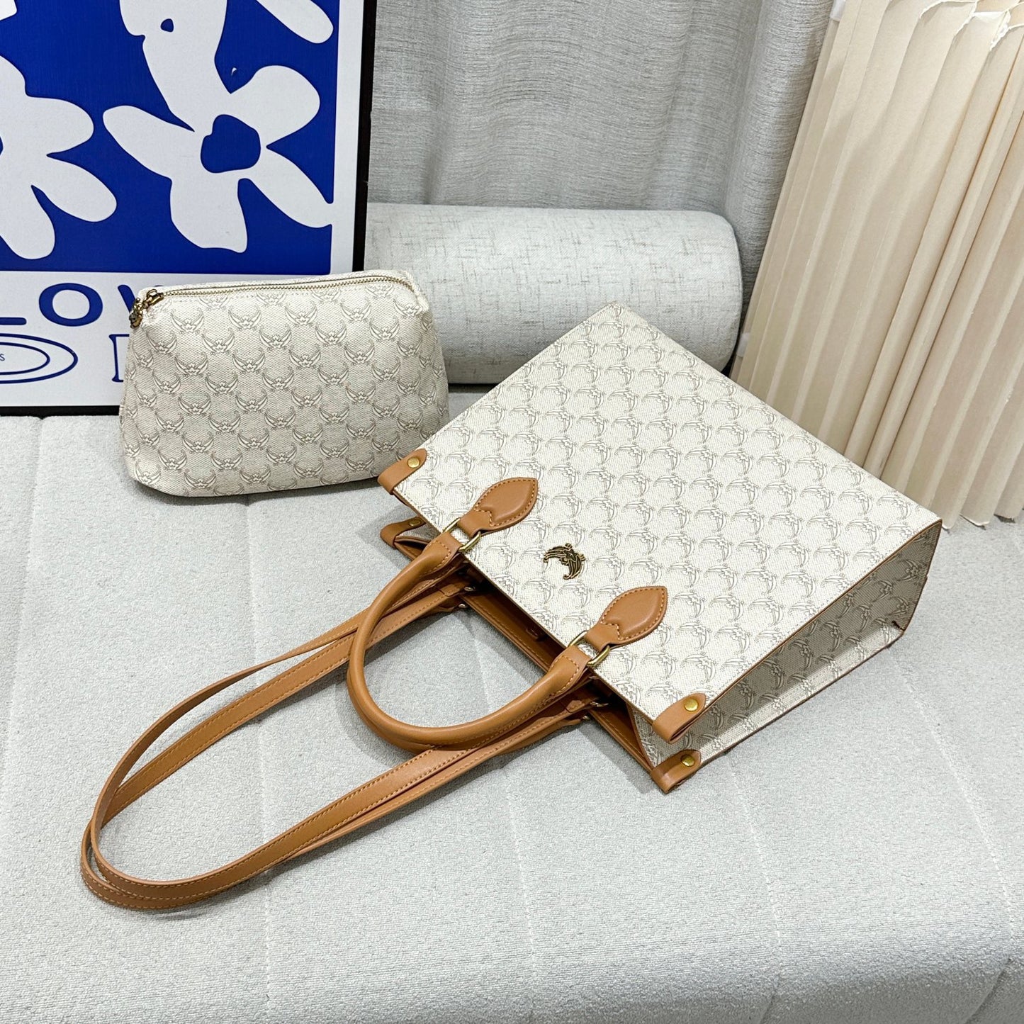 E16-Super Cute With Star and Moon Combination Graphic Design Tote Bag Handbag Shoulder Bag