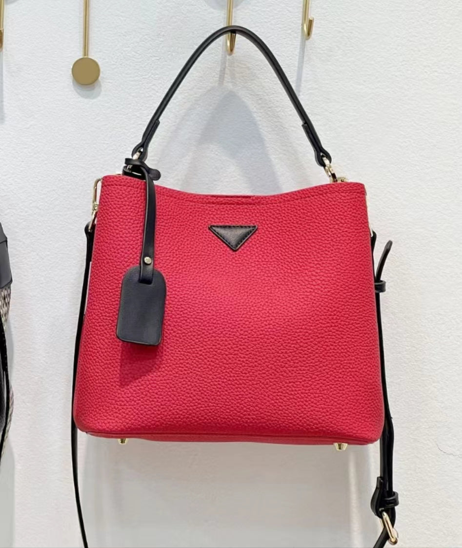 D45-Women's Color Block French Bag Large Capacity Shoulder Crossbody Handbag Tote Bag