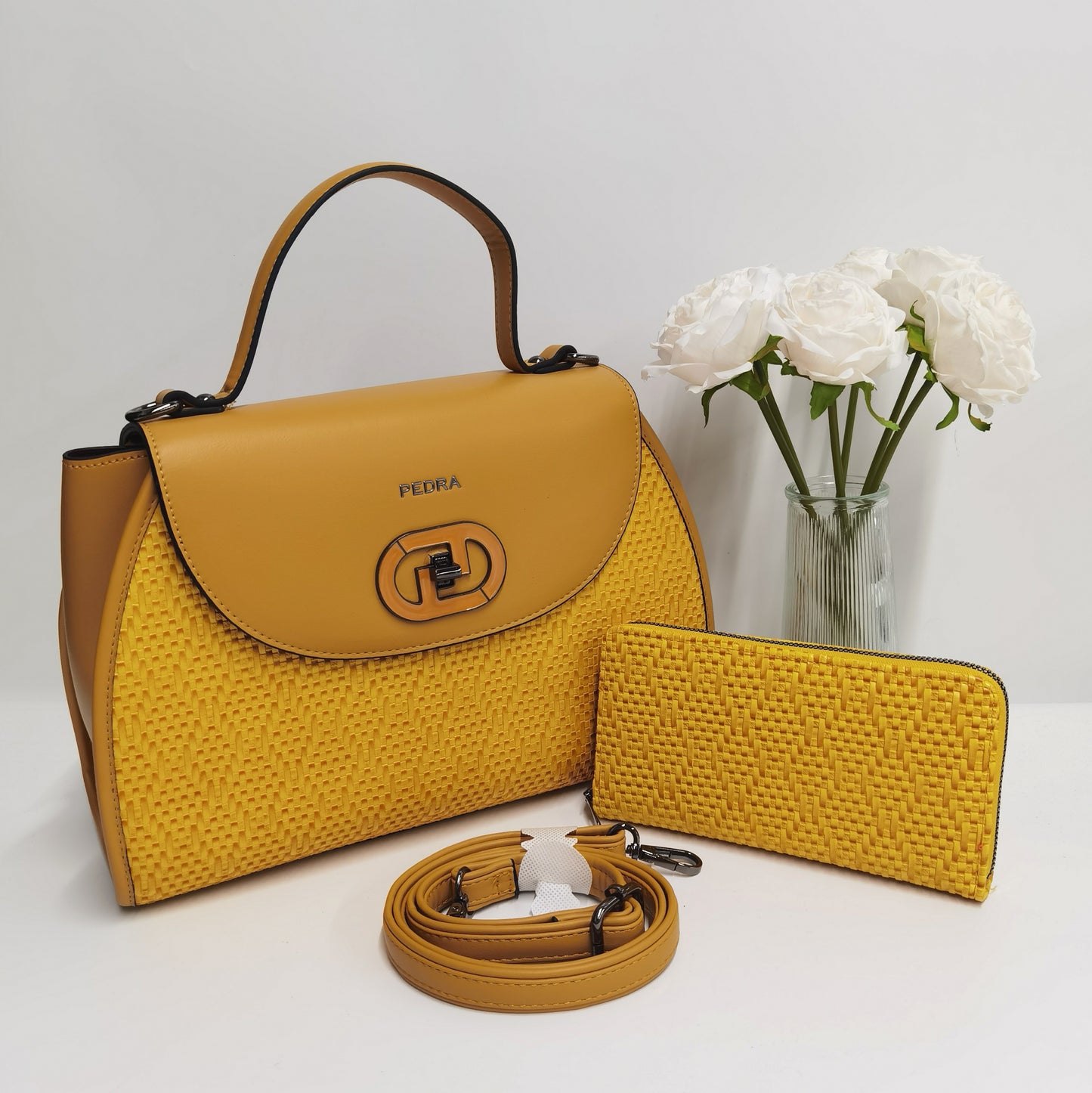 E117-New Women's Colorblock Weaving Pattern Large Capacity Handbag Multi-compartment with Wallet Tote Bag