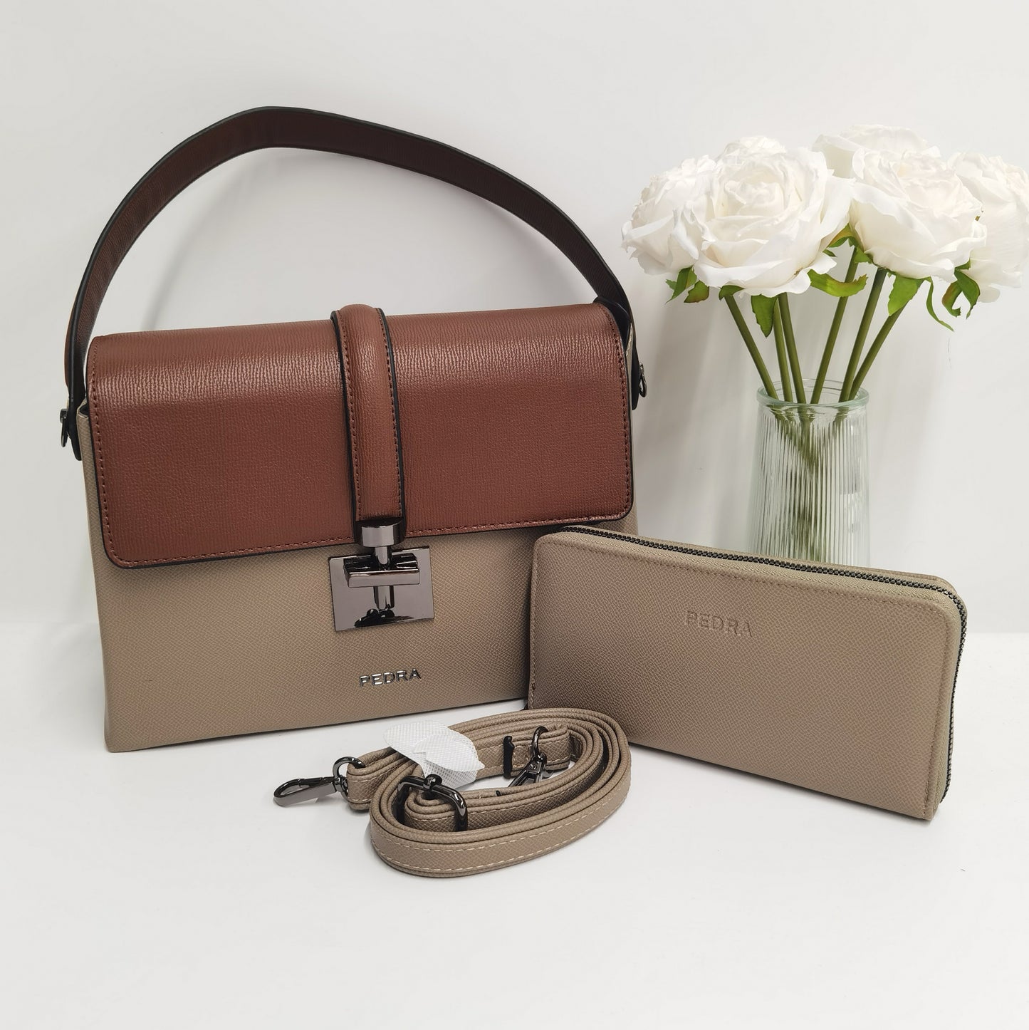 E116-New Women's Colorblock Large Capacity Handbag with Wallet Square Box Bag Tote Bag