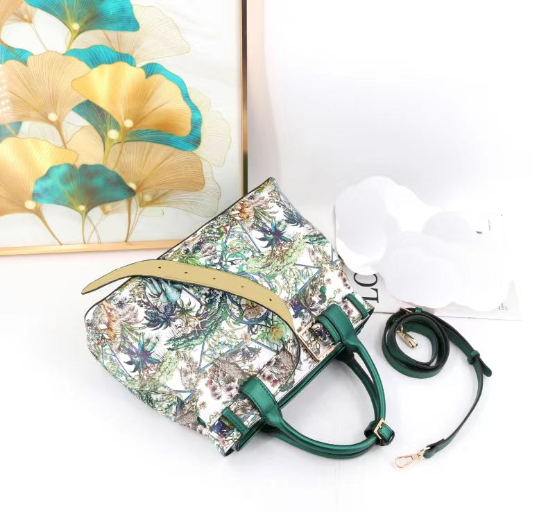 E129-Large Capacity Women's Handbag Multi-compartment Colorful Pattern Tote Bag