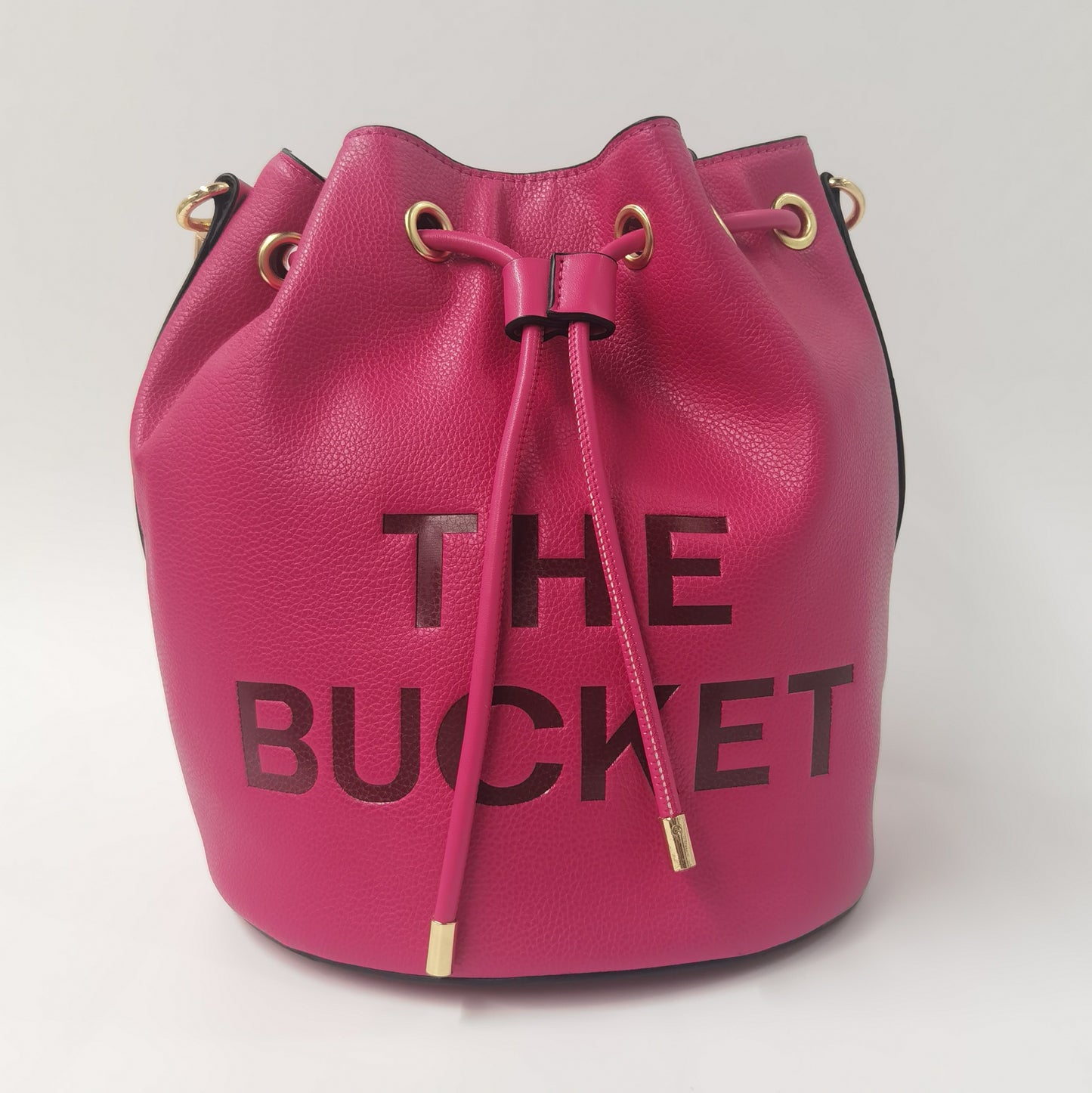 E68-New women's large-capacity handbag solid color letter print crossbody bag drawstring pleated bucket bag