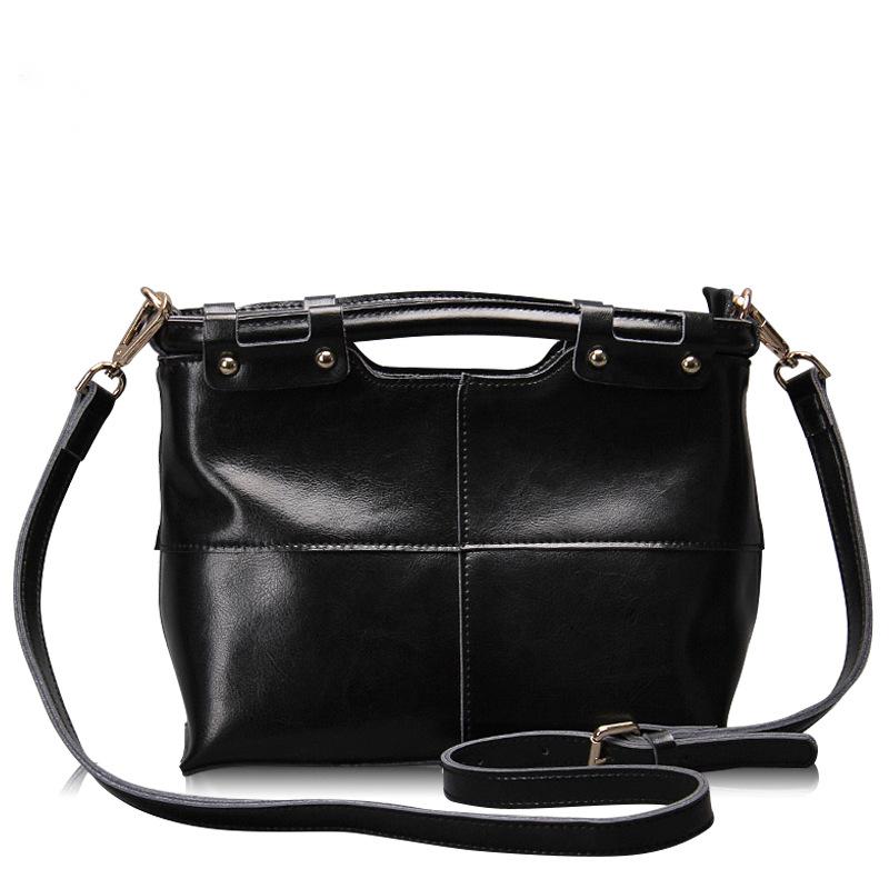 F09-【Genuine leather】Women's high-quality waxed cowhide shoulder crossbody bag handbag