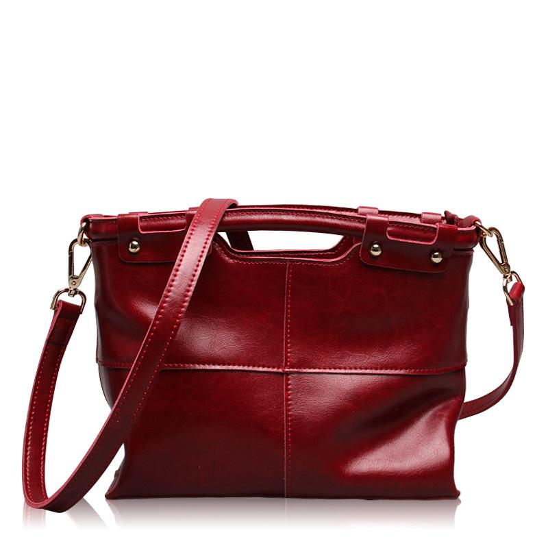 F09-【Genuine leather】Women's high-quality waxed cowhide shoulder crossbody bag handbag