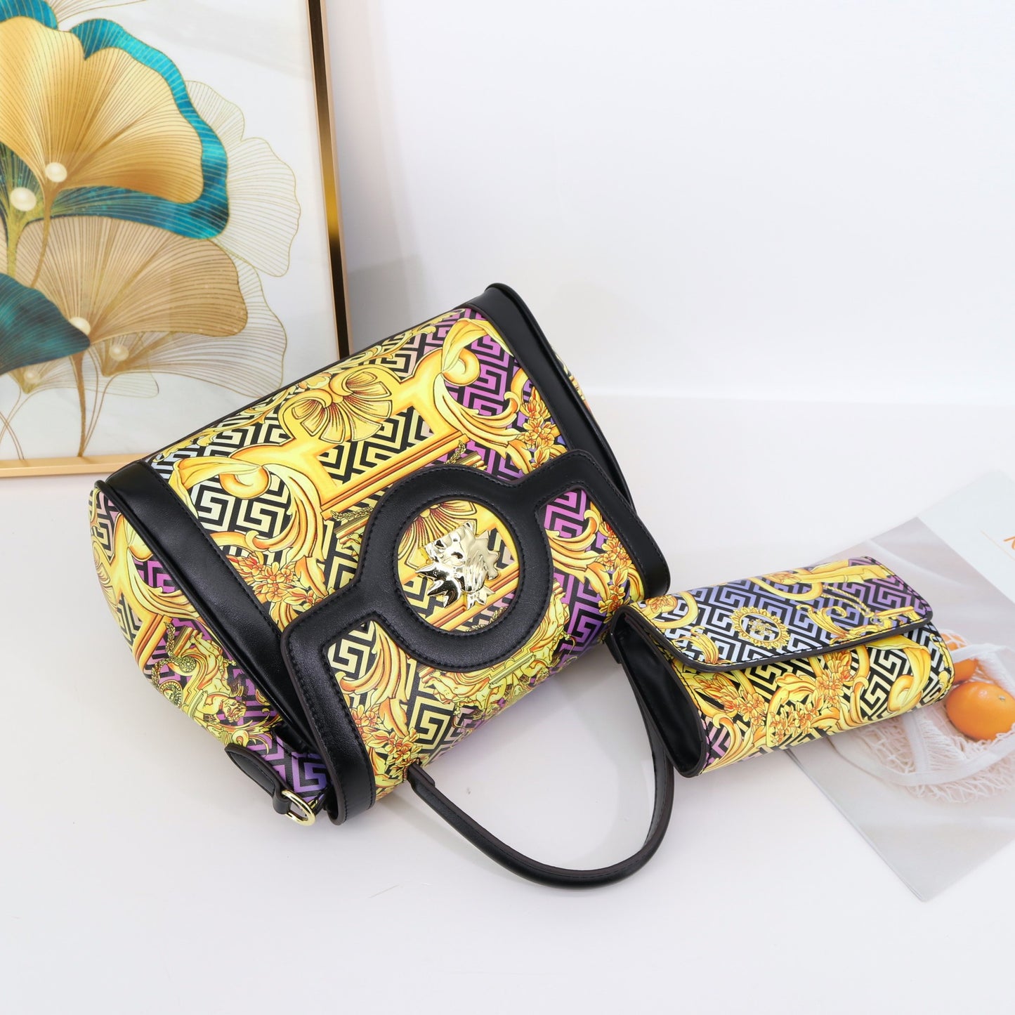 E103-New women's high-quality printed wallet and mother-in-law shoulder bag large capacity handbag