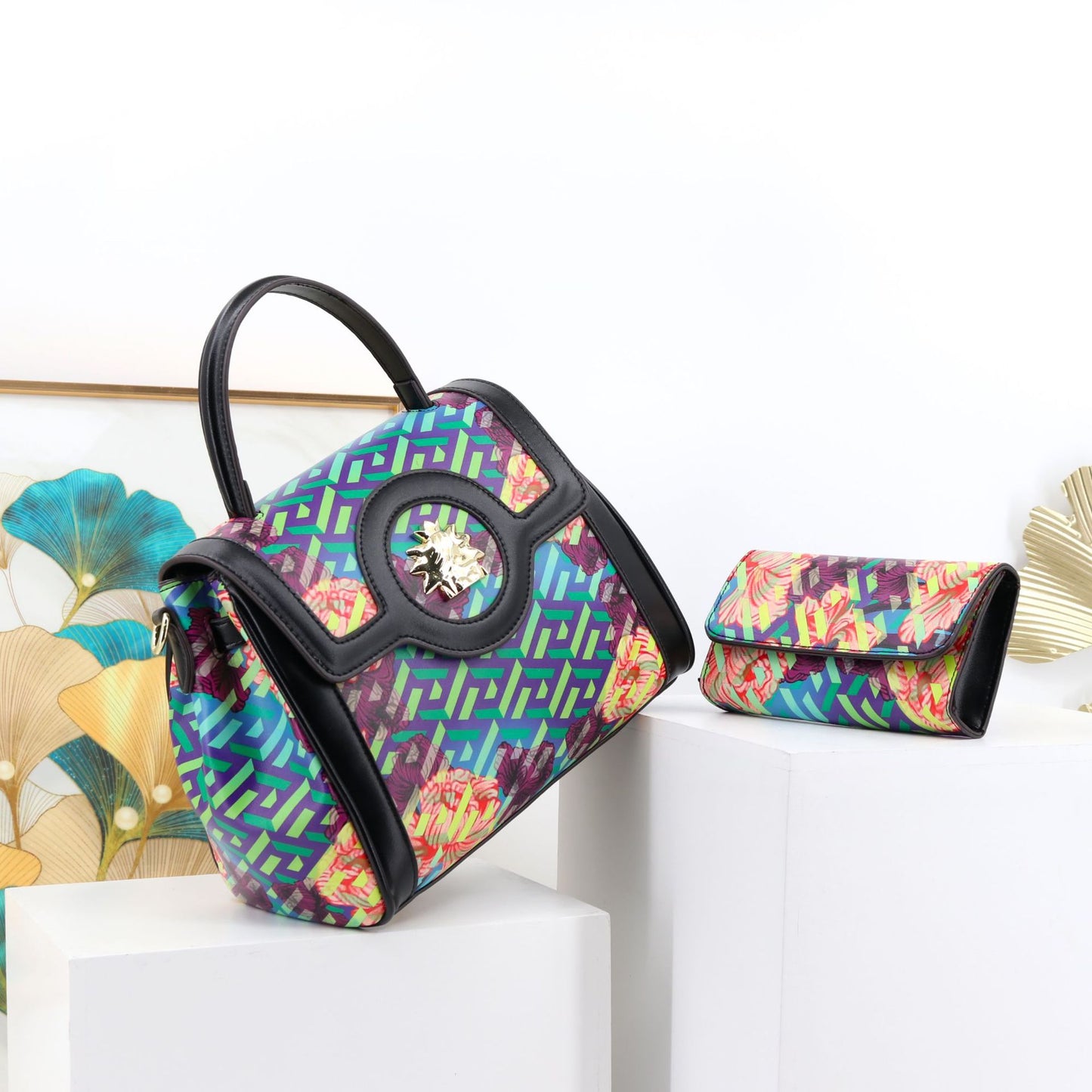 E103-New women's high-quality printed wallet and mother-in-law shoulder bag large capacity handbag