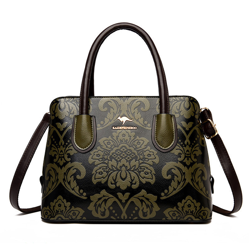 E43-2024 New Women's Kangaroo Bag Printed Crossbody Square Flower Handbag Tote Bag