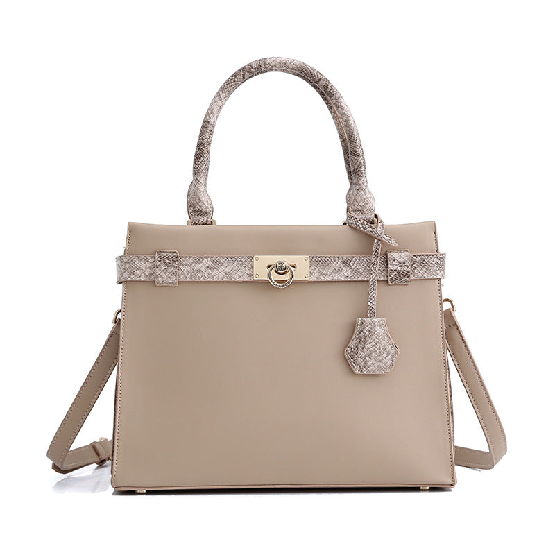 E128-New Women's Fashion Snake Pattern Handbag Large Capacity Multi-compartment Tote Bag