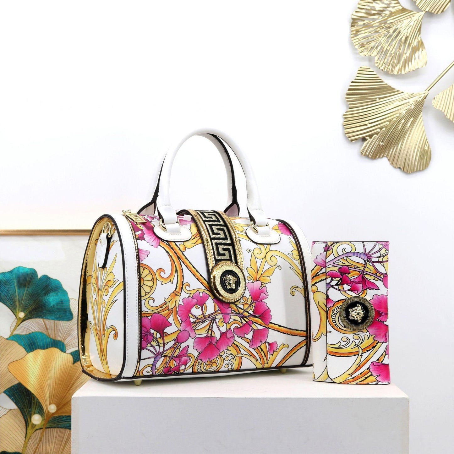 E102-New style women's large-capacity flower pattern handbag printed multi-compartment pillow bag tote bag