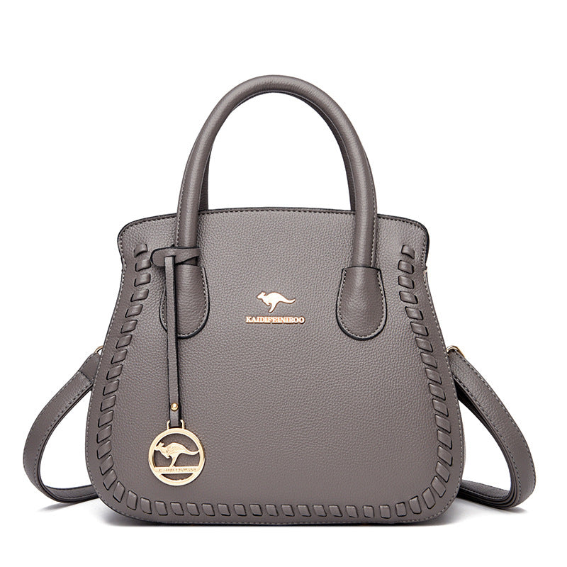E38-2024 new style women's practical large-capacity shoulder bag kangaroo bag woven crossbody soft leather handbag