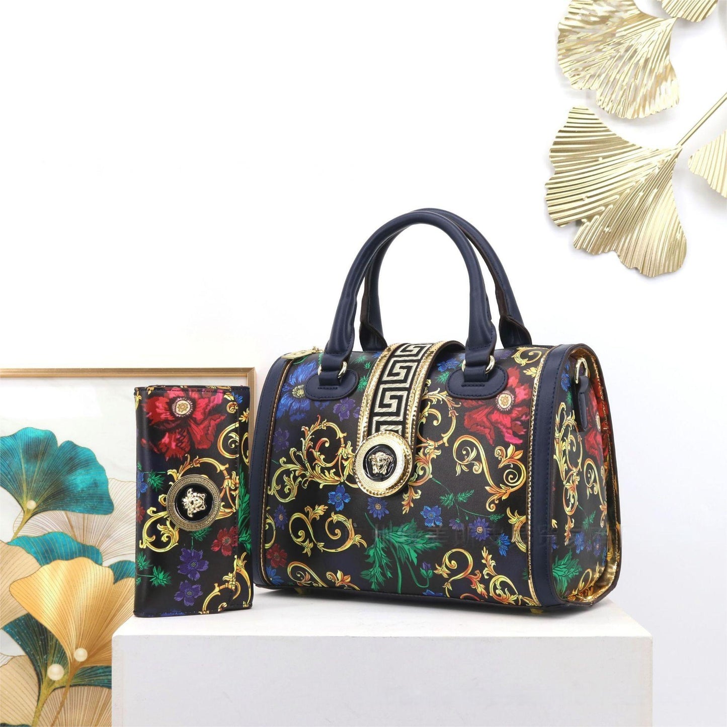 E102-New style women's large-capacity flower pattern handbag printed multi-compartment pillow bag tote bag