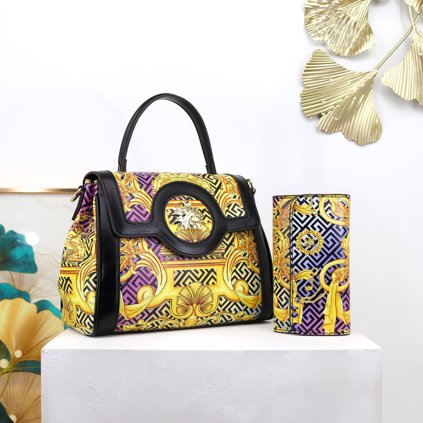 E103-New women's high-quality printed wallet and mother-in-law shoulder bag large capacity handbag