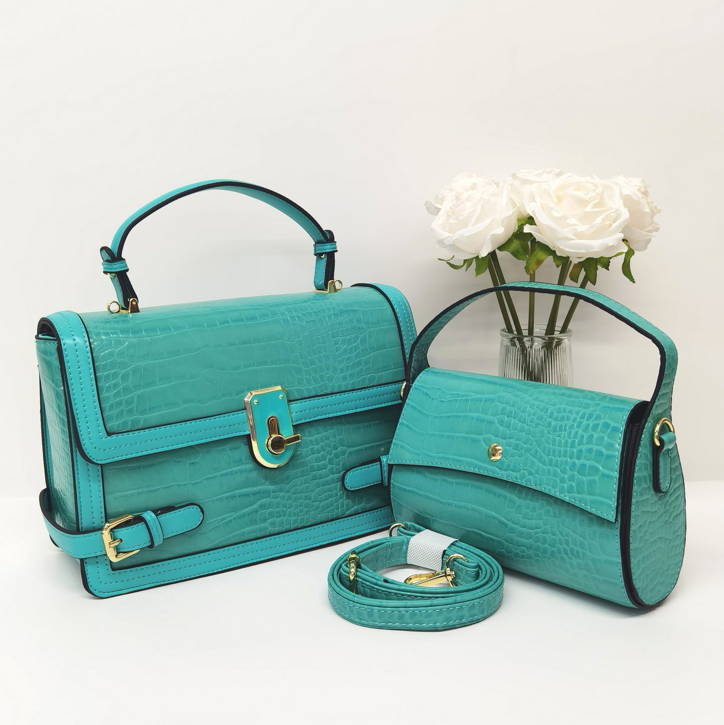 E07-New Women's Large Capacity Stone Pattern Shoulder Crossbody Bag with Wallet Small Square Bag Multi-compartment Handbag