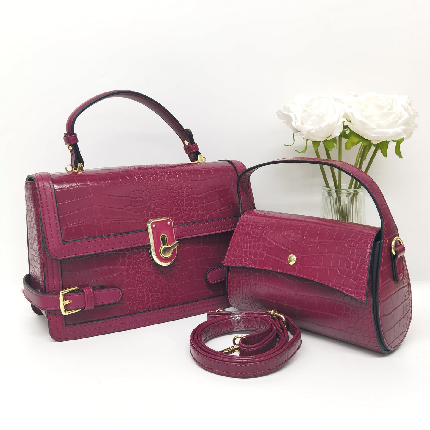E07-New Women's Large Capacity Stone Pattern Shoulder Crossbody Bag with Wallet Small Square Bag Multi-compartment Handbag