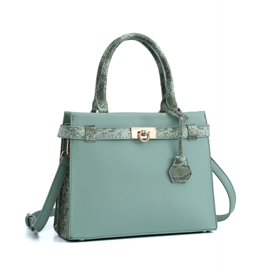 E128-New Women's Fashion Snake Pattern Handbag Large Capacity Multi-compartment Tote Bag