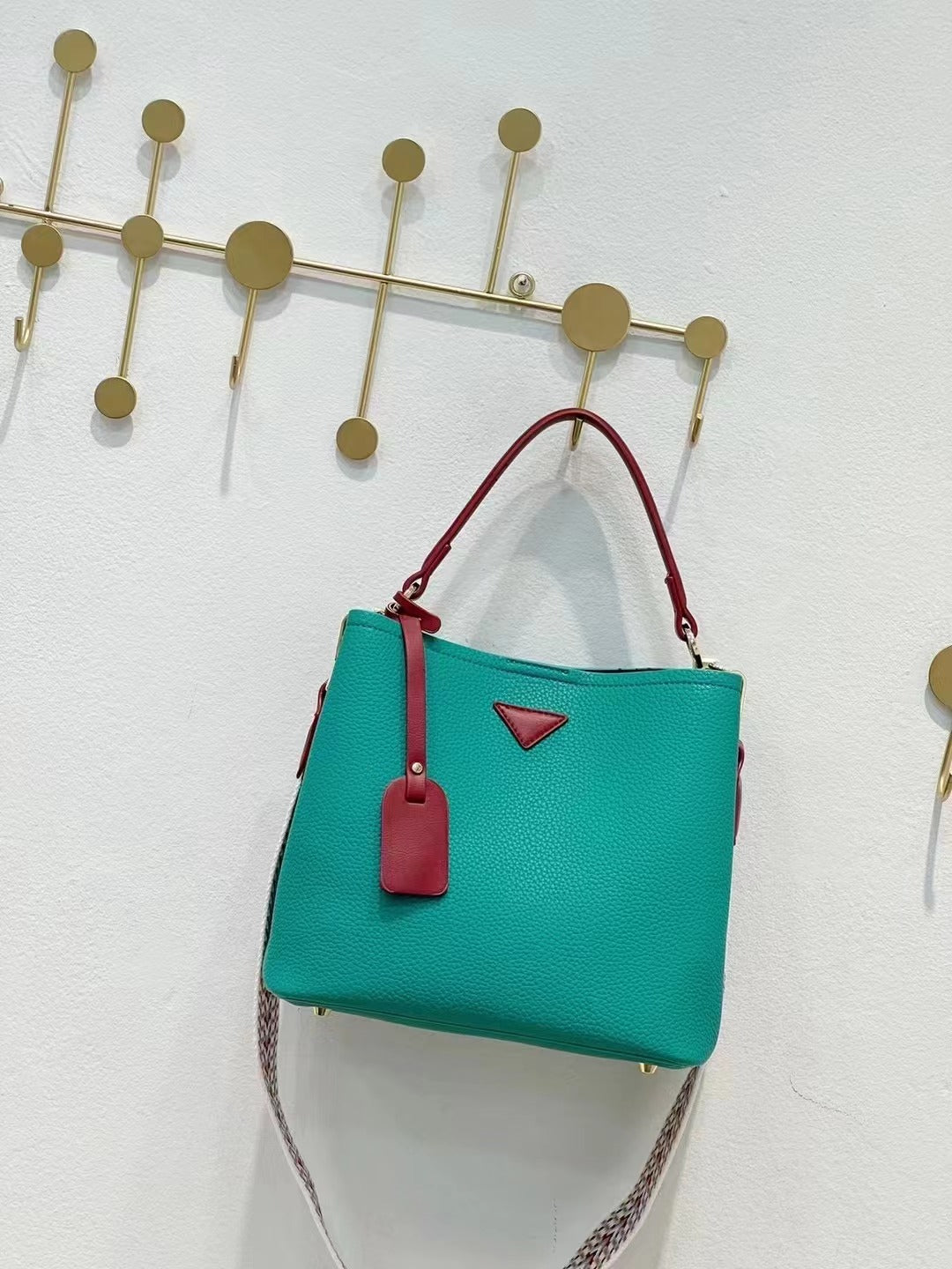 D45-Women's Color Block French Bag Large Capacity Shoulder Crossbody Handbag Tote Bag