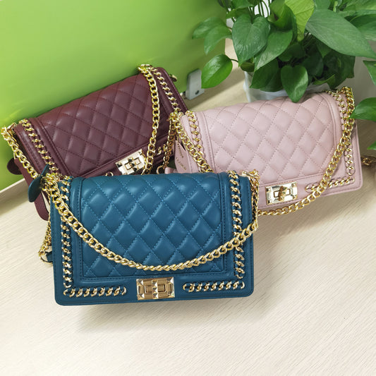 D40-Women's chain pleated diamond square bag small fragrant armpit shoulder bag