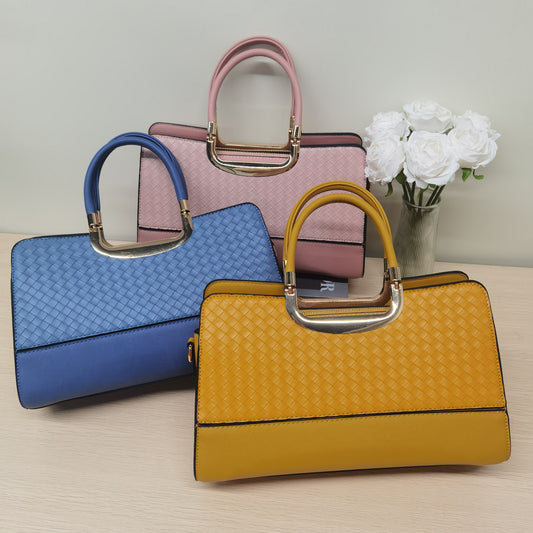 E64-New style women's large capacity handbag with wallet Boston bag woven pattern high quality tote bag