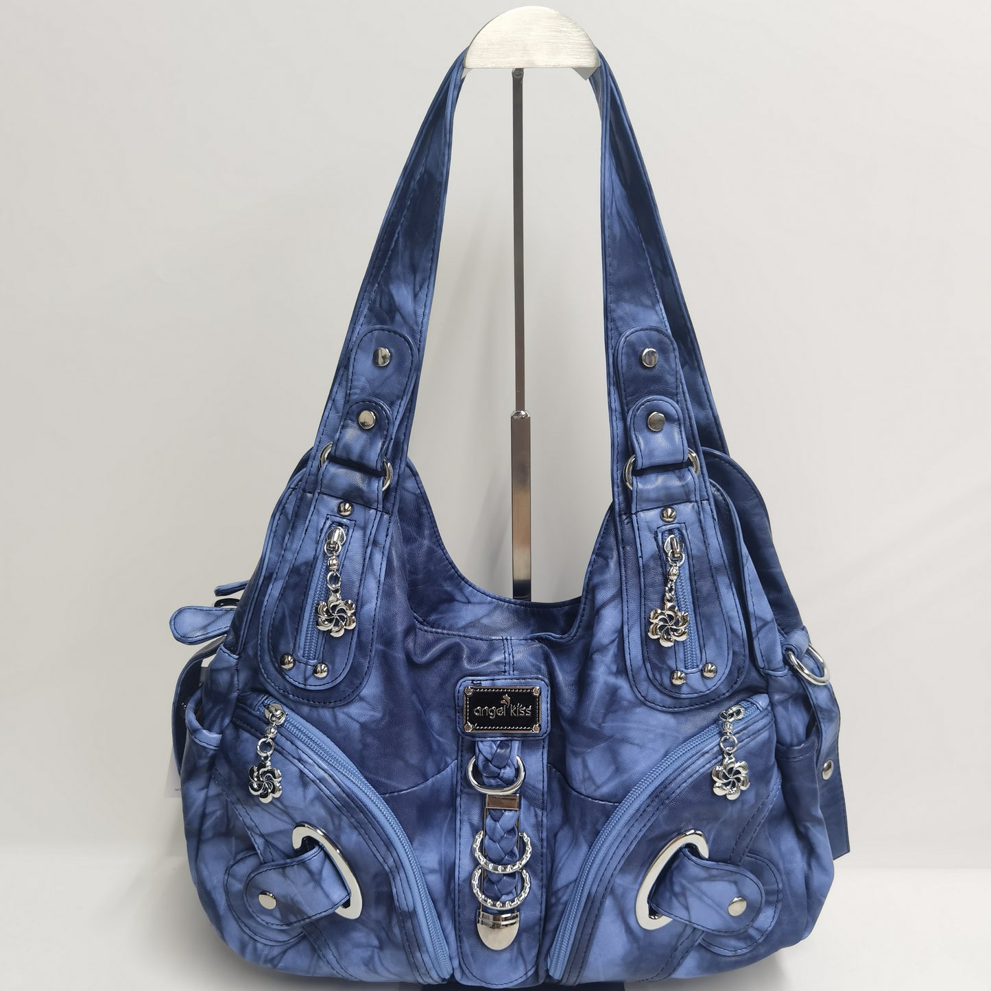 E41-New style washed fabric large-capacity shoulder bag soft leather texture retro fashion solid color casual handbag