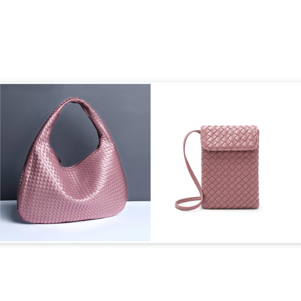 D41-Womens Leather Woven Handbag Top Handle Satchel Handbags, Large Hobo Tote Bag with Zipper Handmade Shoulder Purse Tote Bags