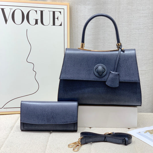E104-New women's large capacity solid color handbag with wallet multi-compartment tote bag