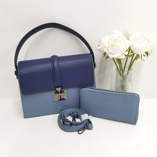 E116-New Women's Colorblock Large Capacity Handbag with Wallet Square Box Bag Tote Bag