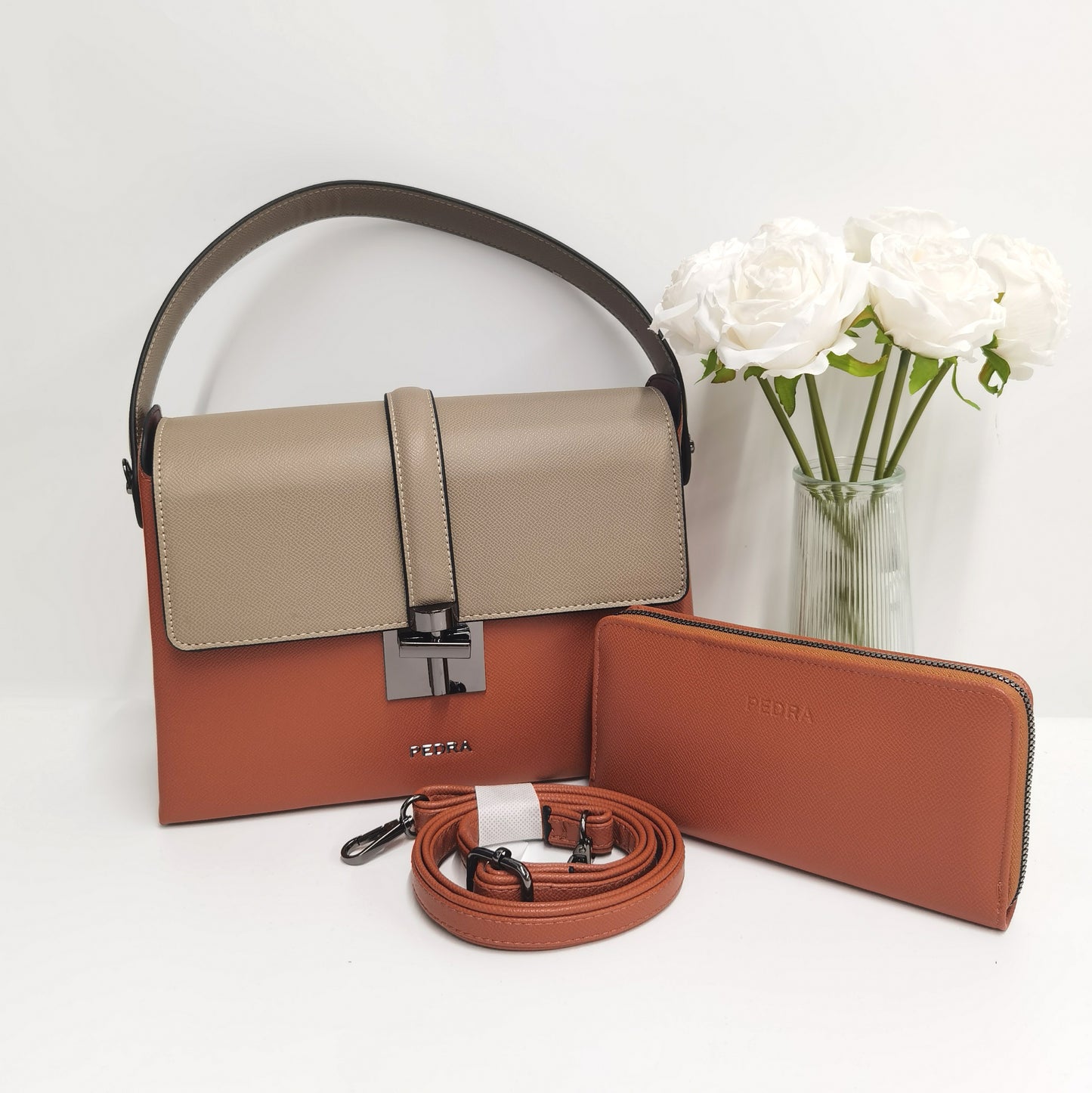 E116-New Women's Colorblock Large Capacity Handbag with Wallet Square Box Bag Tote Bag