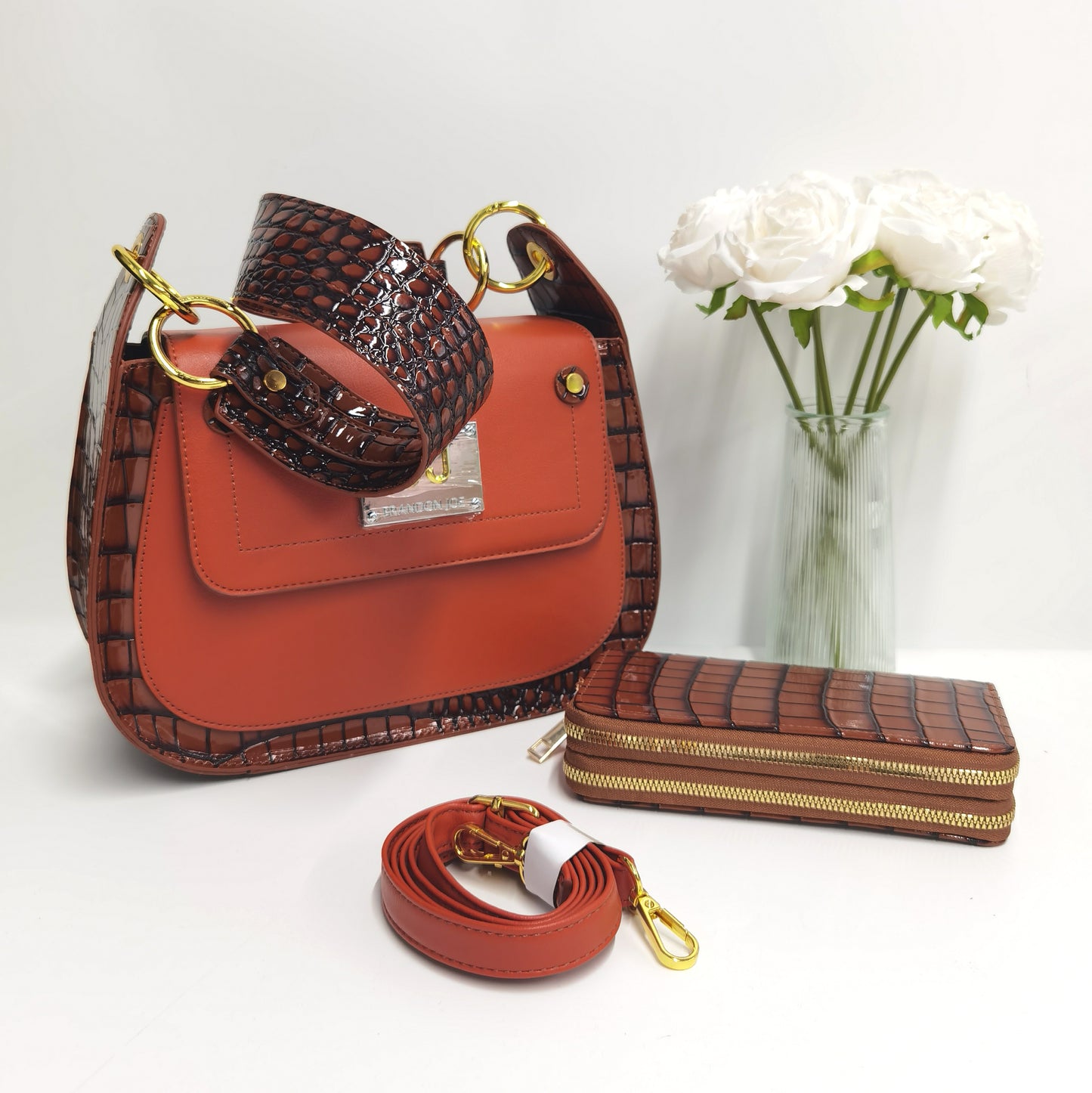 E98-New style women's large-capacity saddle bag stone pattern chain handbag with wallet size bag tote bag