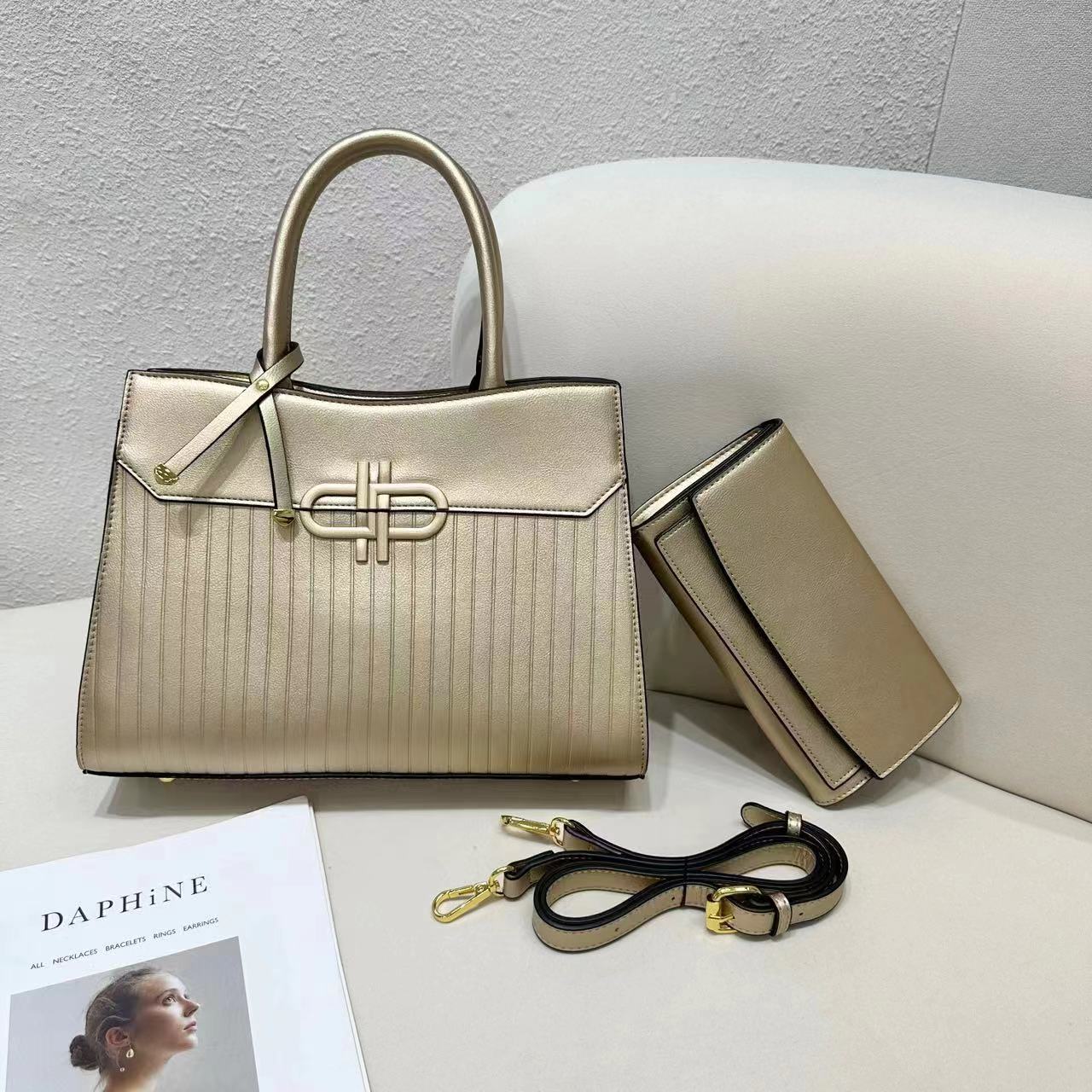 E120-New Women's Large Capacity Multi-compartment Tote Bag with Wallet and Adjustable Shoulder Strap Handbag