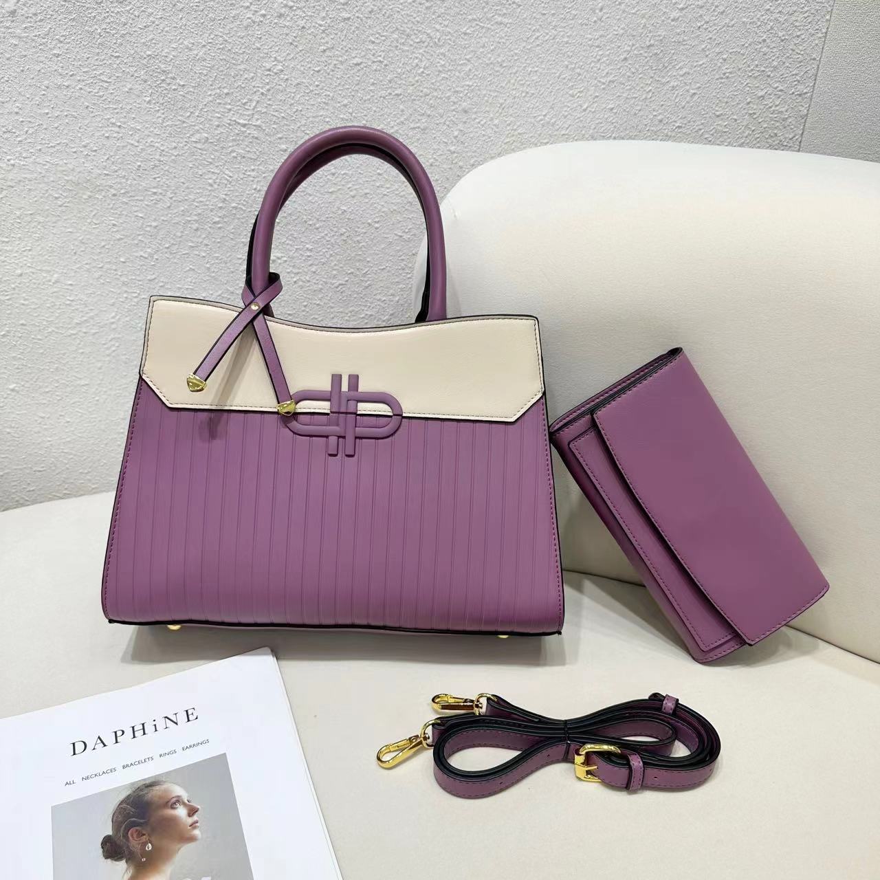 E120-New Women's Large Capacity Multi-compartment Tote Bag with Wallet and Adjustable Shoulder Strap Handbag