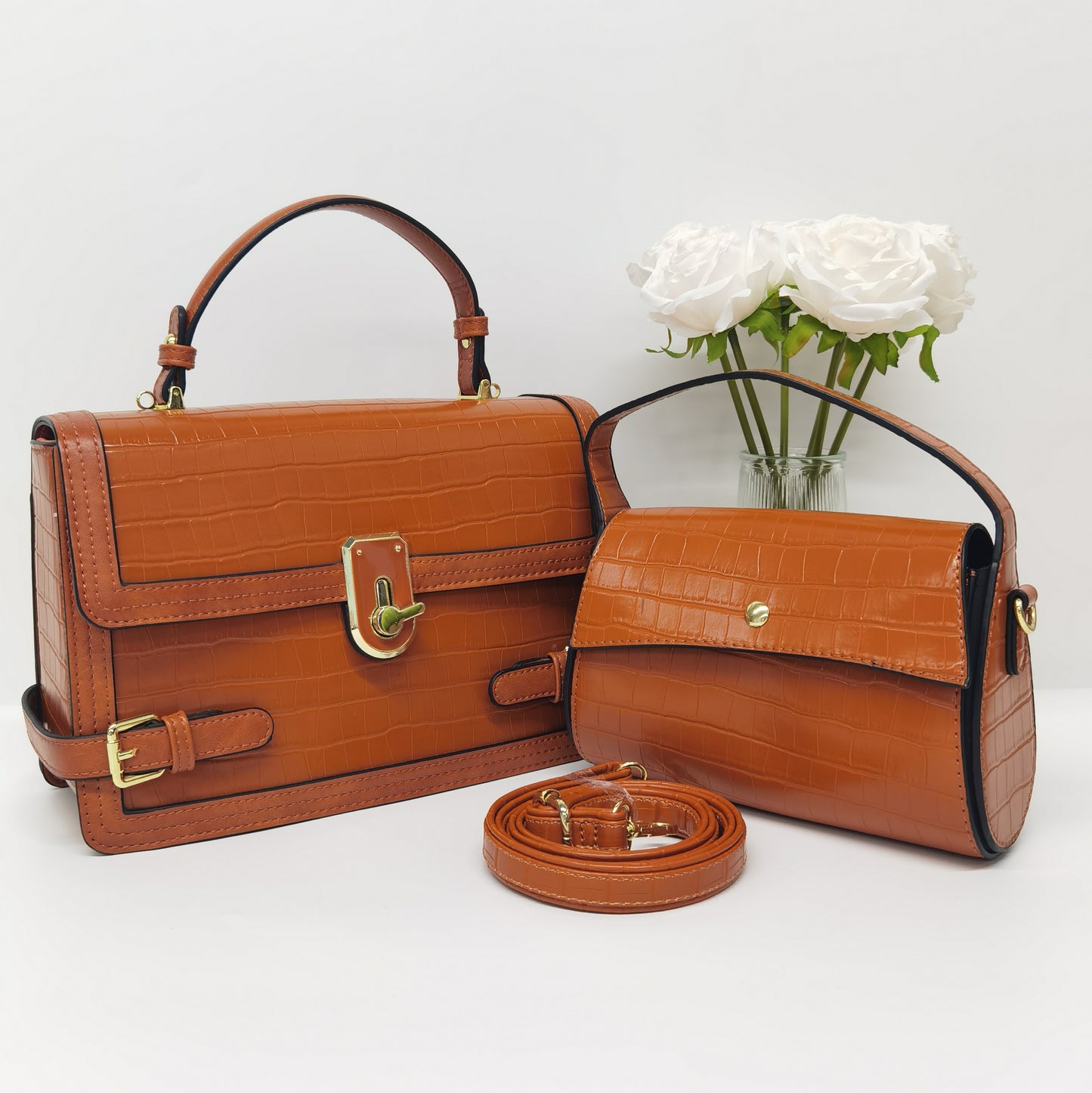 E07-New Women's Large Capacity Stone Pattern Shoulder Crossbody Bag with Wallet Small Square Bag Multi-compartment Handbag