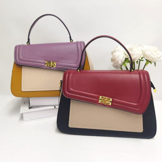 E134-New Women's Colorblock Handbag Large Capacity Crossbody Bag Multi-compartment Tote Bag with Wallet