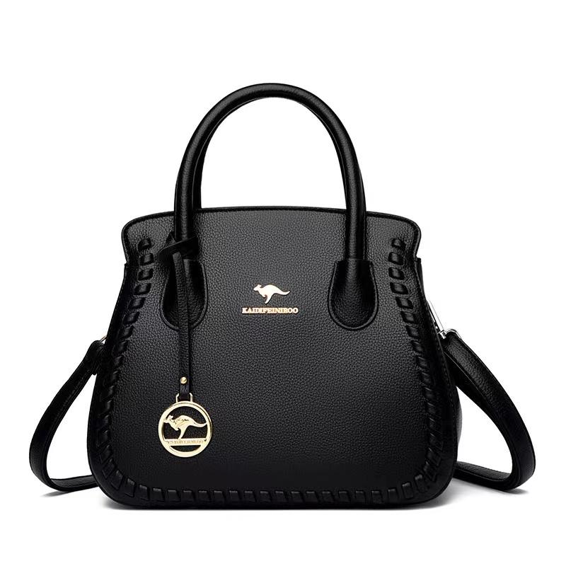 E38-2024 new style women's practical large-capacity shoulder bag kangaroo bag woven crossbody soft leather handbag