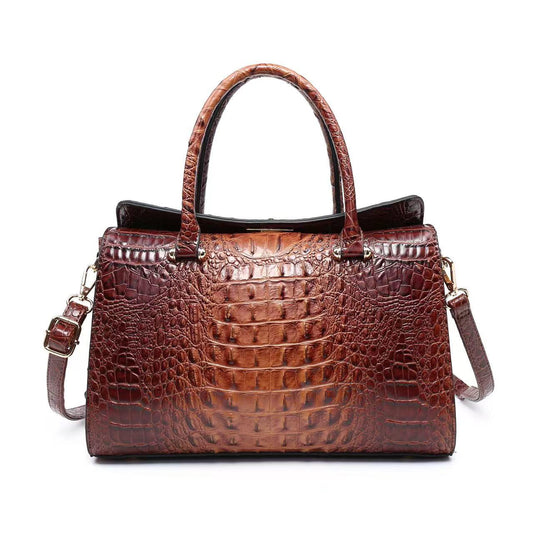 D17-Large capacity women's compartment crocodile pattern handbag with twist buckle crossbody bag