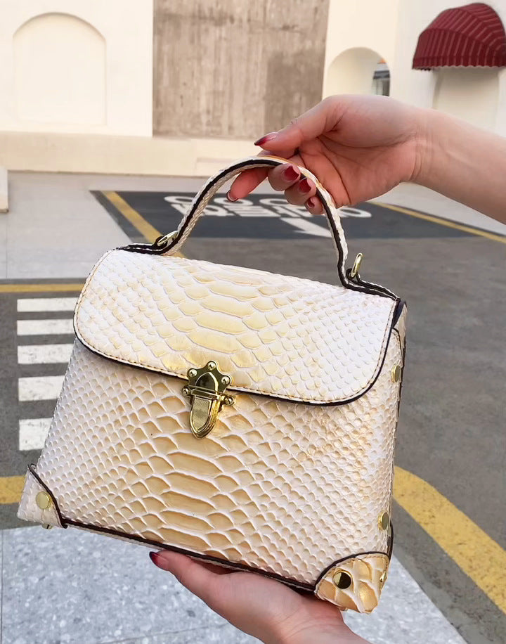 E100-New women's high-quality snake pattern handbag single shoulder large space box bag multi-compartment handbag
