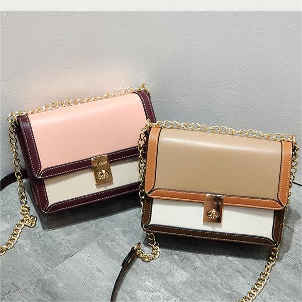 E125-New style ladies multi-compartment chain bag high quality small square bag color matching handbag