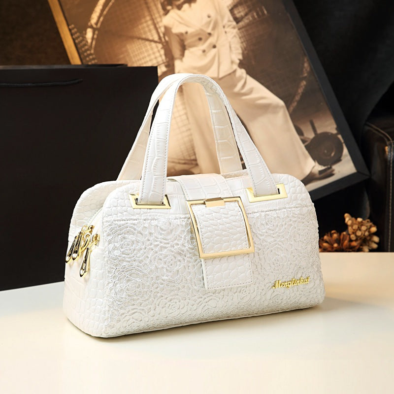 E70-Large Capacity Large Bag Women's Lace Crocodile Pattern Handbag Multifunctional Mom Bag Shoulder Crossbody Bag