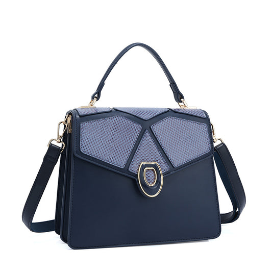 E124-New PU leather handbag commuter large capacity shoulder messenger bag color matching summer handbag
