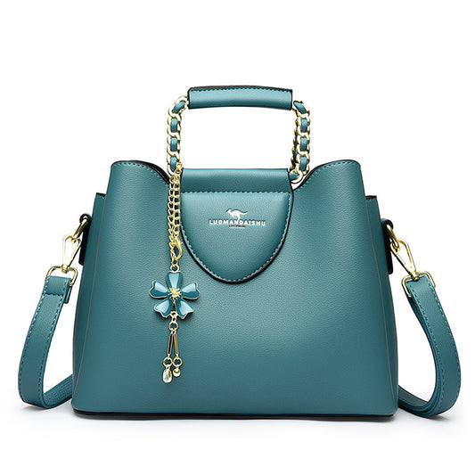 E34-New women's shoulder crossbody bag kangaroo tote bag flower accessories large capacity handbag