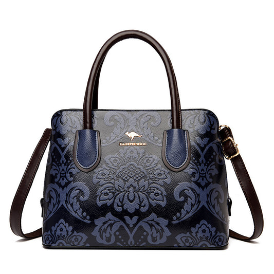 E43-2024 New Women's Kangaroo Bag Printed Crossbody Square Flower Handbag Tote Bag