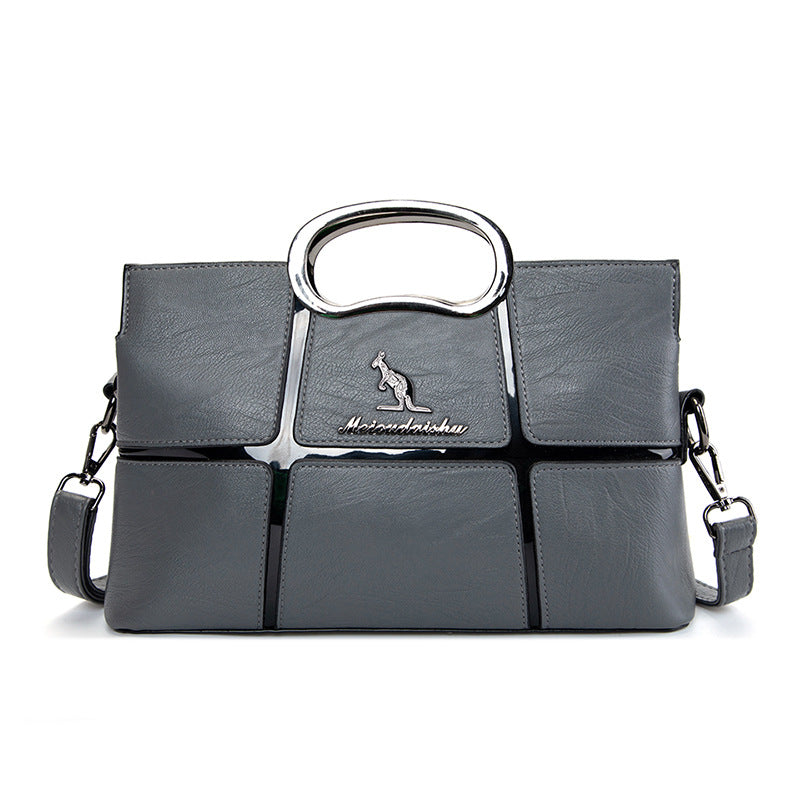 C35-Ladies large-capacity kangaroo shoulder bag spliced crossbody bag handbag