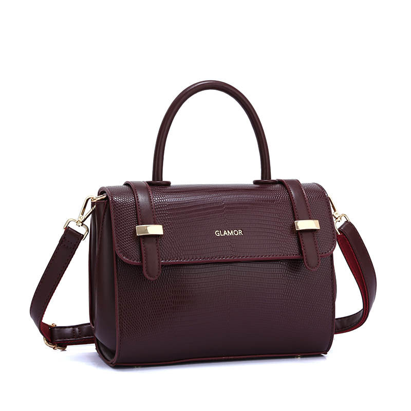 E123-New Women's PU Leather Lizard Pattern Shoulder Bag Crossbody Bag Retro Messenger Bag Handbag Multi-compartment Tote Bag