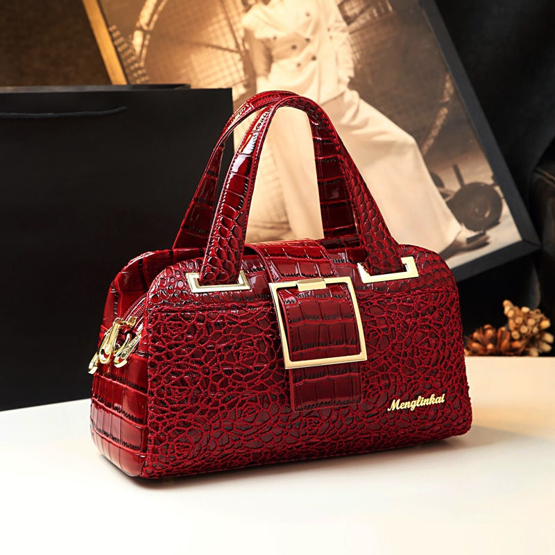 E70-Large Capacity Large Bag Women's Lace Crocodile Pattern Handbag Multifunctional Mom Bag Shoulder Crossbody Bag