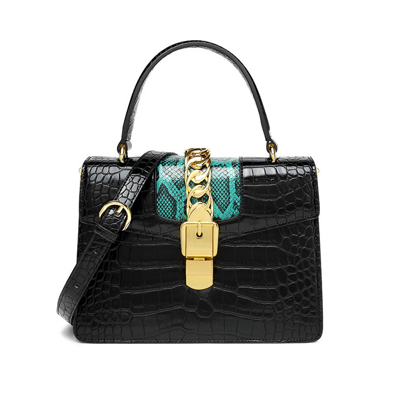 E118-New Women's Crocodile Pattern Handbag Fashion Light Luxury Shoulder Bag Temperament Crossbody Bag Small Square Bag Tote Bag