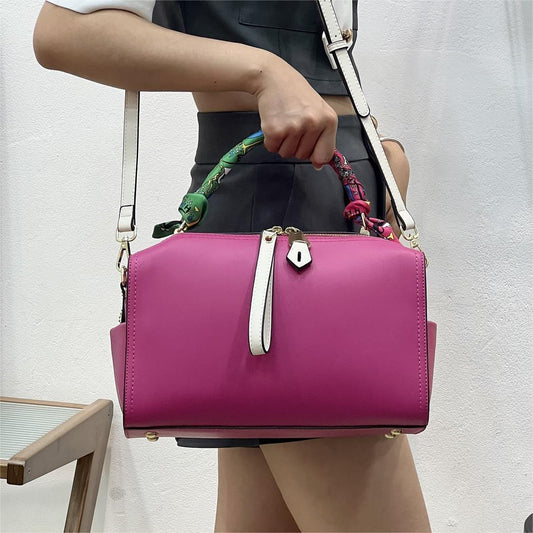 E51-New women's large-capacity handbag summer solid color cross-body bag soft pillow bag high-quality Boston bag