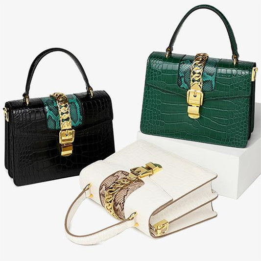 E118-New Women's Crocodile Pattern Handbag Fashion Light Luxury Shoulder Bag Temperament Crossbody Bag Small Square Bag Tote Bag