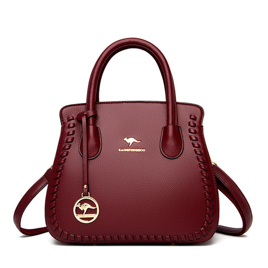 E38-2024 new style women's practical large-capacity shoulder bag kangaroo bag woven crossbody soft leather handbag