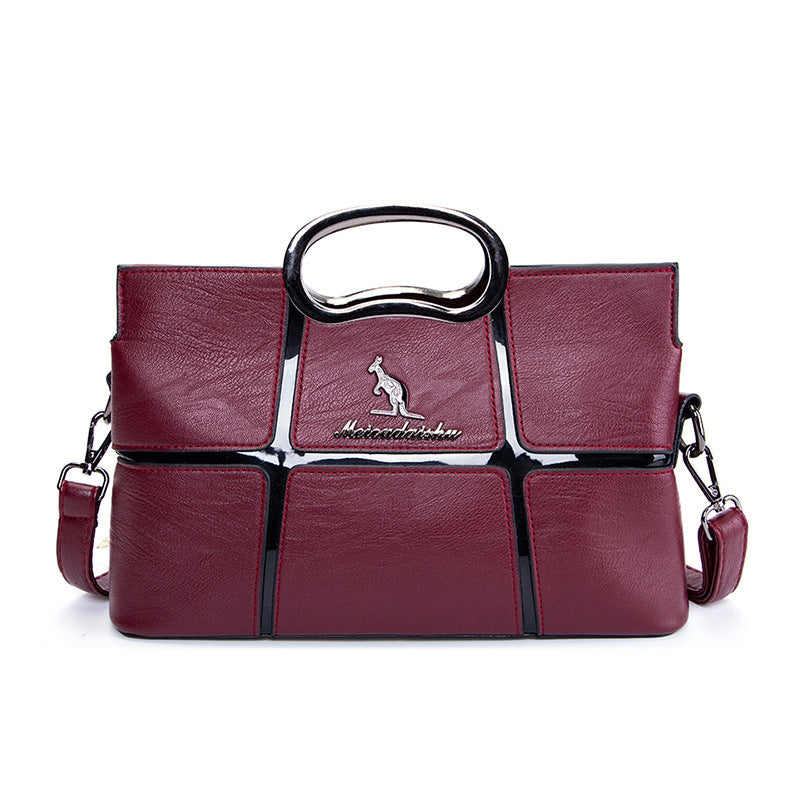 C35-Ladies large-capacity kangaroo shoulder bag spliced crossbody bag handbag