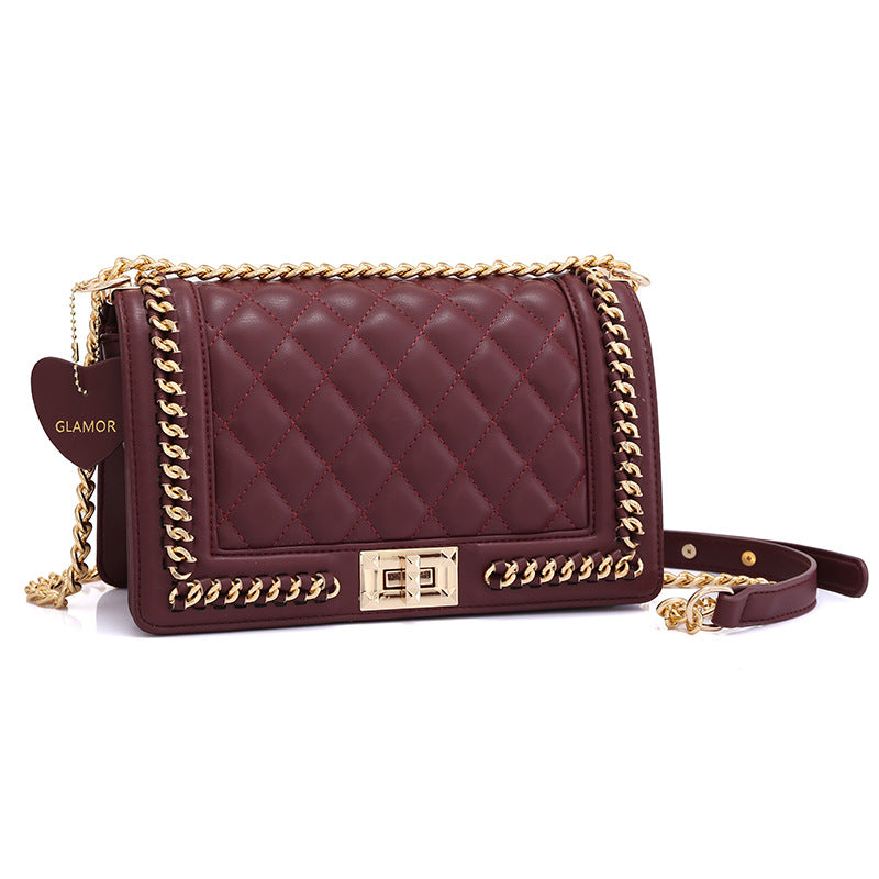 D40-Women's chain pleated diamond square bag small fragrant armpit shoulder bag